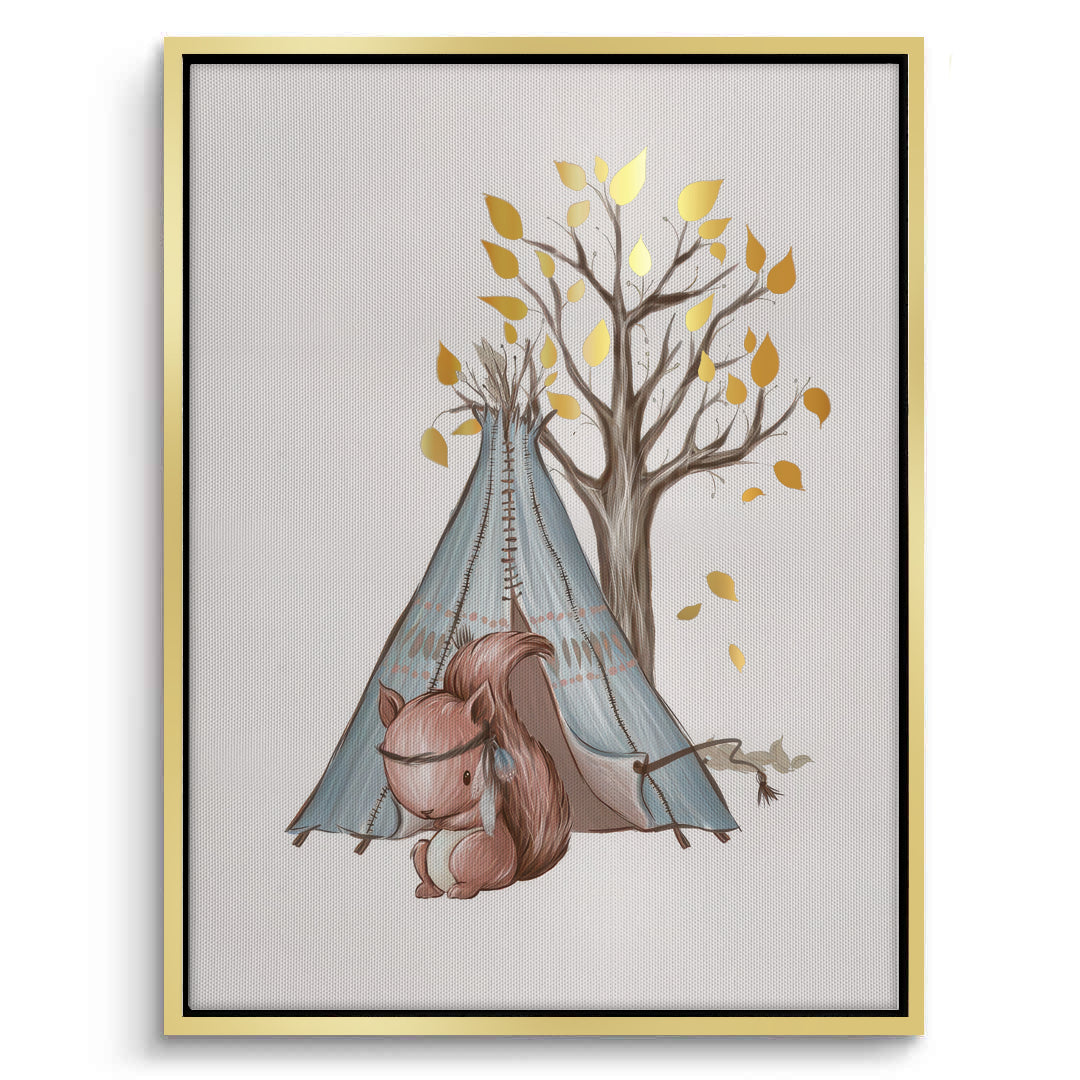 2Gold Leaf Teepee Squirrel - Canvas