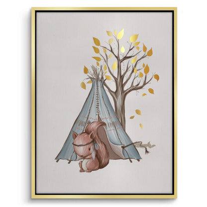 Gold Leaf Teepee Squirrel - Canvas