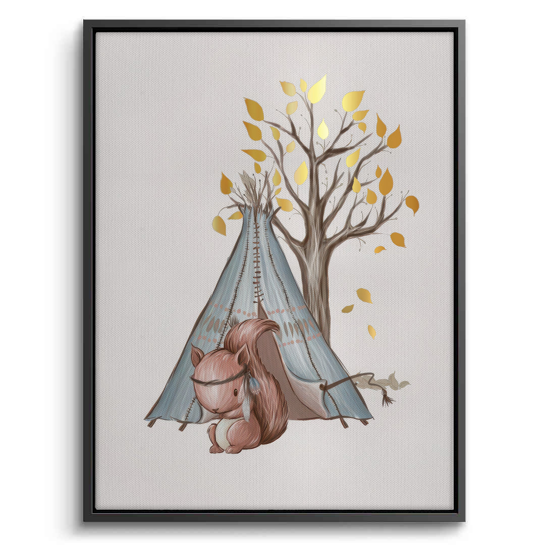 2Gold Leaf Teepee Squirrel - Canvas