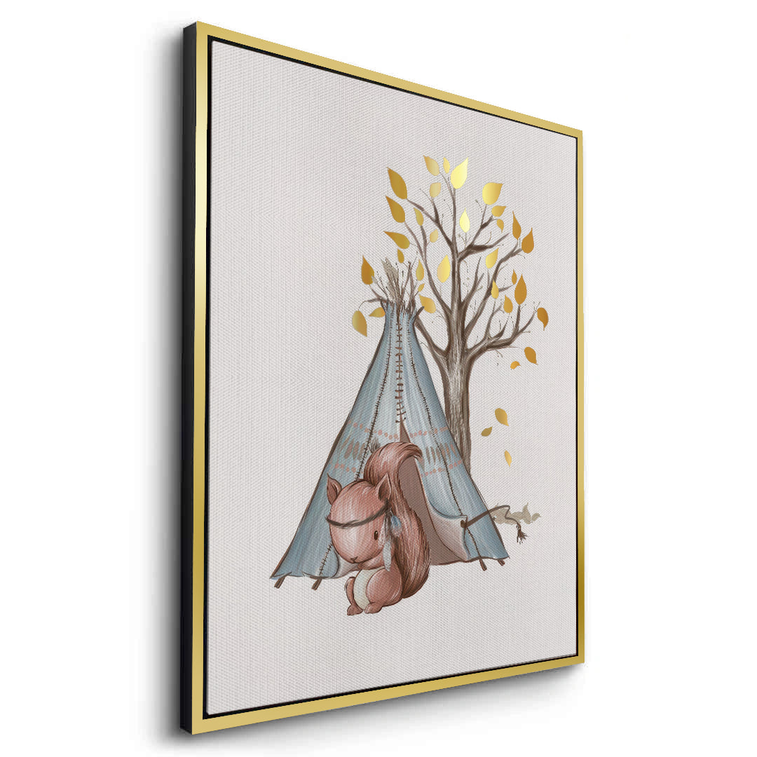 2Gold Leaf Teepee Squirrel - Canvas