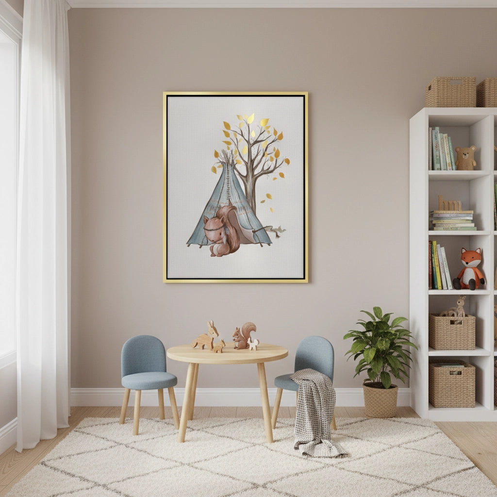 2Gold Leaf Teepee Squirrel - Canvas