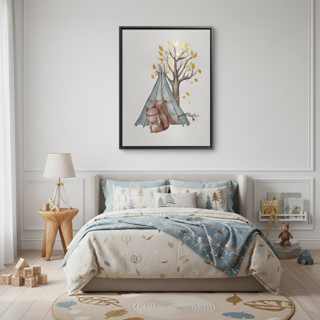 2Gold Leaf Teepee Squirrel - Canvas