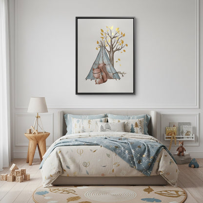 Gold Leaf Teepee Squirrel - Canvas
