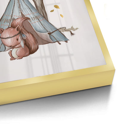 Gold Leaf Teepee Squirrel - Fine Art