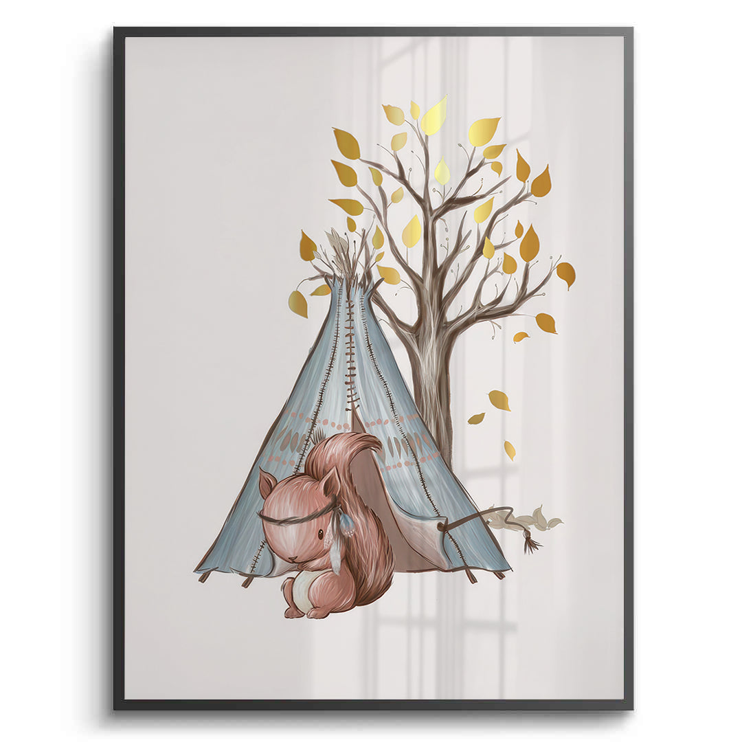 2Gold Leaf Teepee Squirrel - Fine Art
