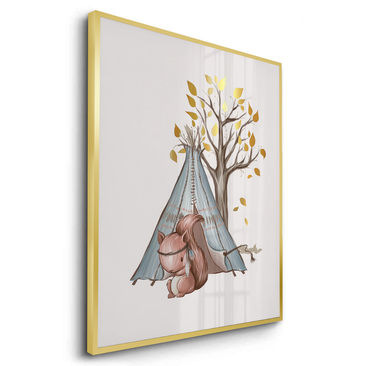 2Gold Leaf Teepee Squirrel - Fine Art