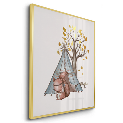 Gold Leaf Teepee Squirrel - Fine Art