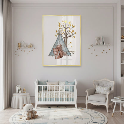 Gold Leaf Teepee Squirrel - Fine Art