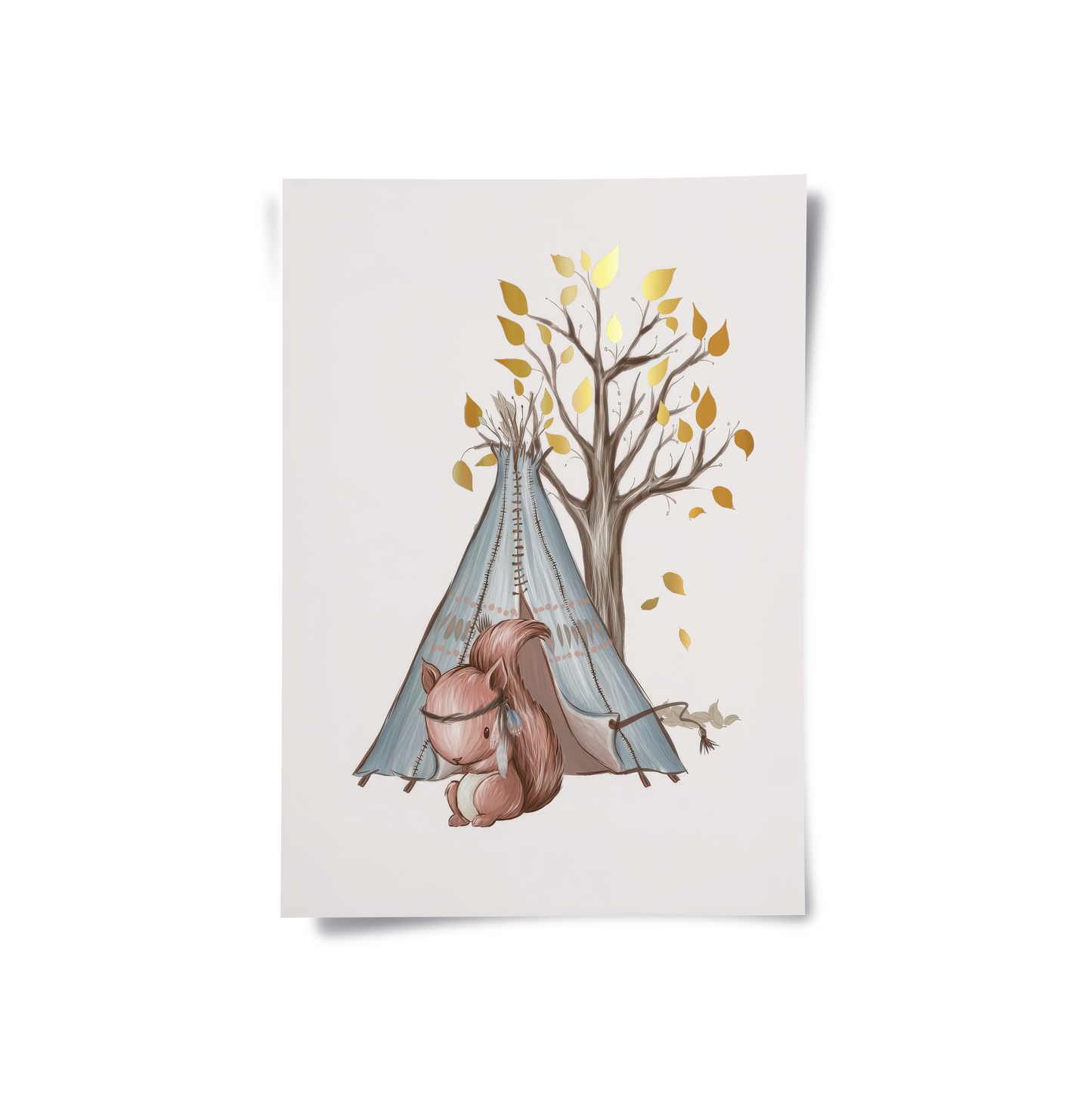 2Gold Leaf Teepee Squirrel - Poster