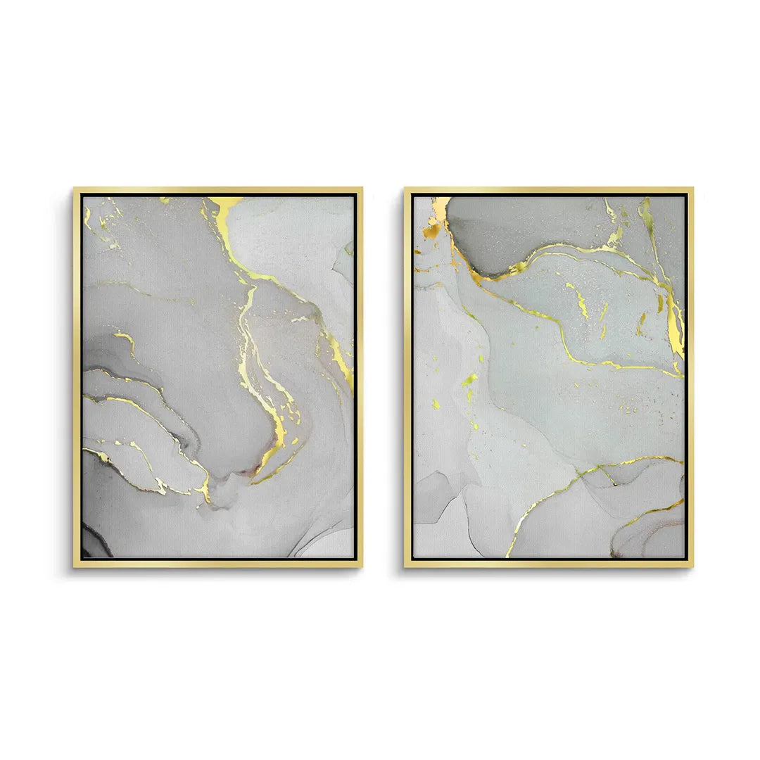Gold Marble Set of 2 - Canvas - Jasmineart.ae