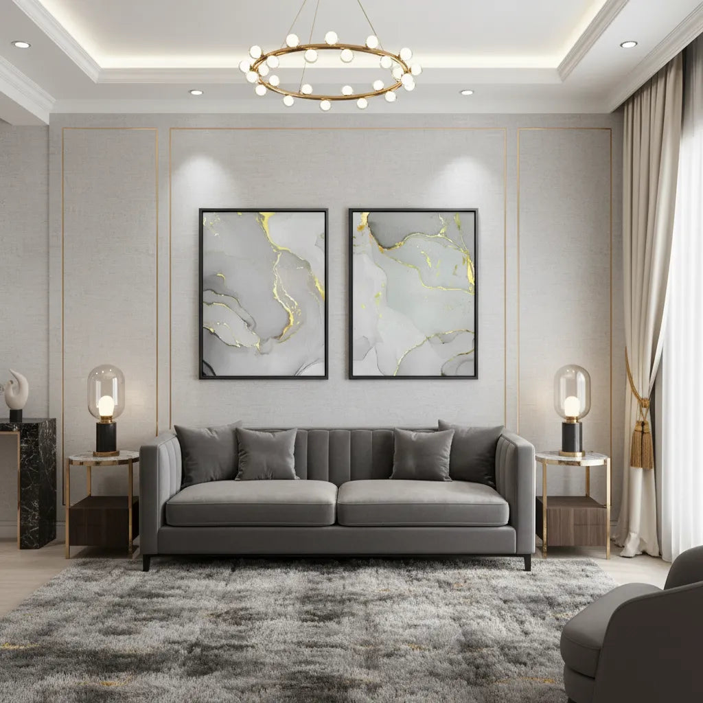 2Gold Marble Set of 2 - Canvas