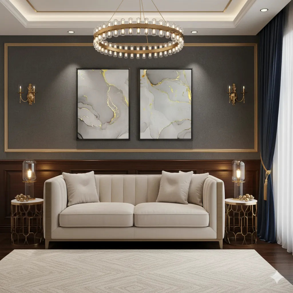 Gold Marble Set of 2 - Canvas - Jasmineart.ae