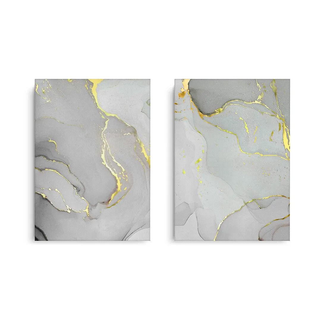 Gold Marble Set of 2 - Canvas - Jasmineart.ae