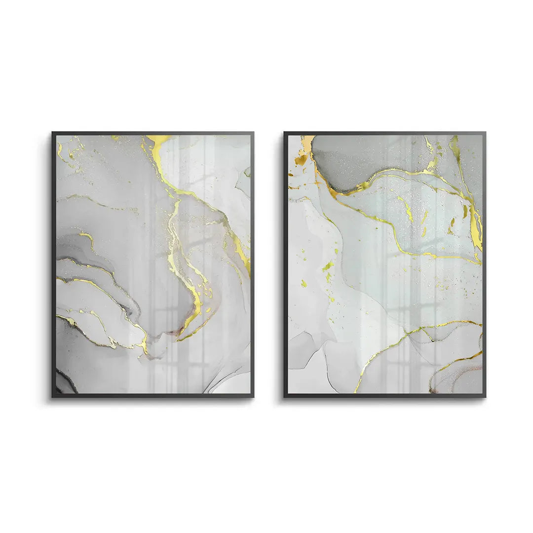 Gold Marble Set of 2- Fine Art - Jasmineart.ae