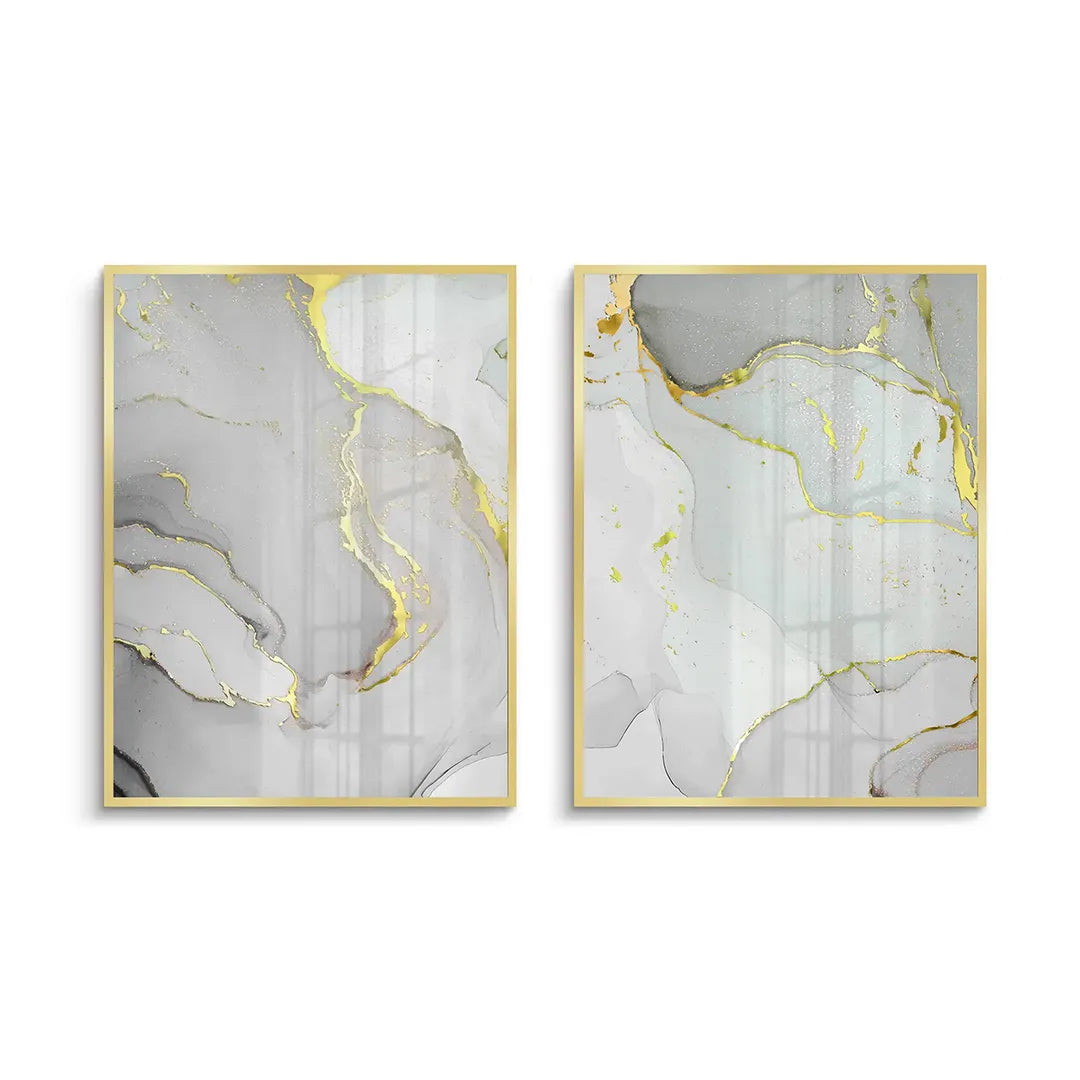Gold Marble Set of 2- Fine Art - Jasmineart.ae