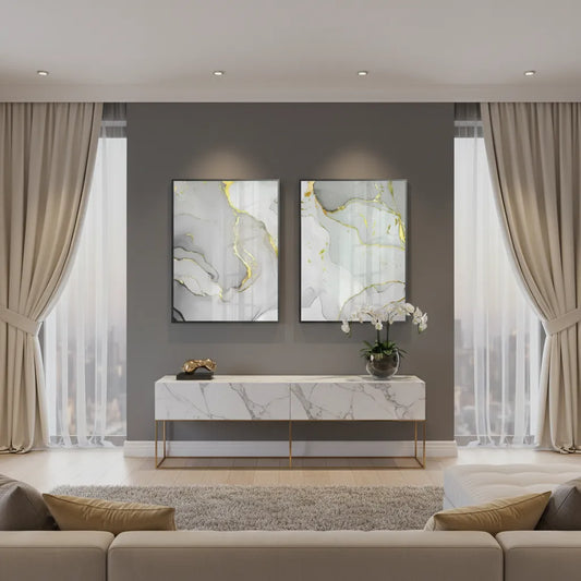 Gold Marble Set of 2- Fine Art