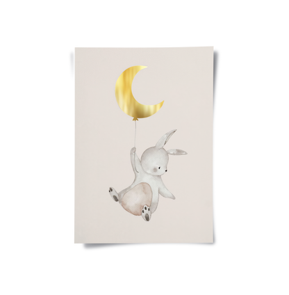 Gold Moon Bunny- Poster