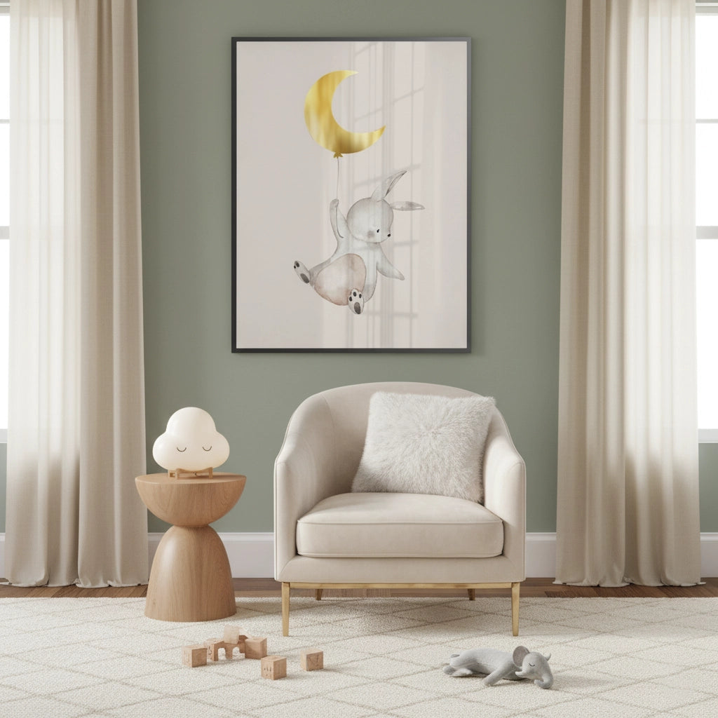 Gold Moon Bunny - Fine Art - Jasmineart.ae
