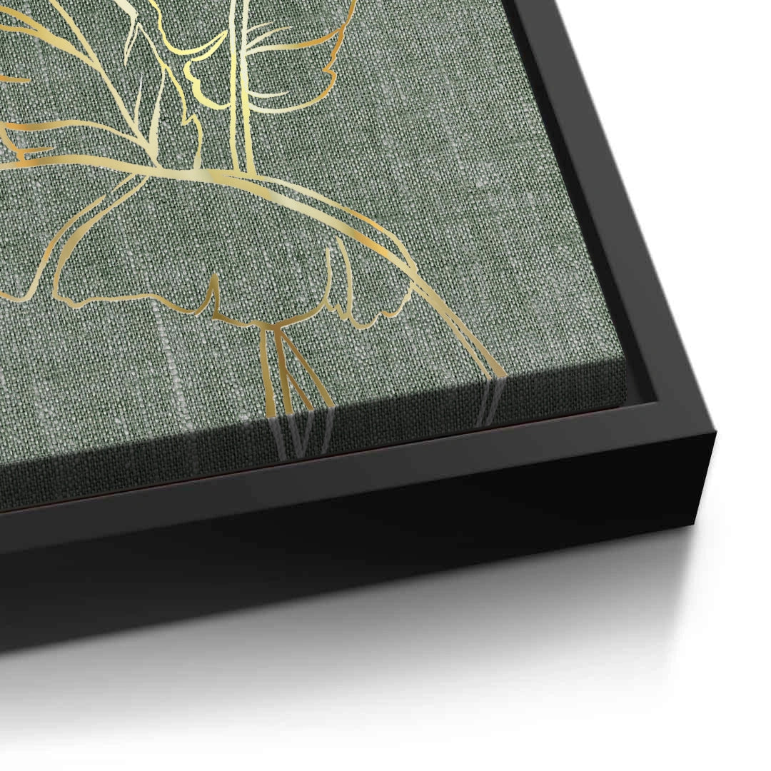 2Gold Outline Tropical Leaf - Canvas