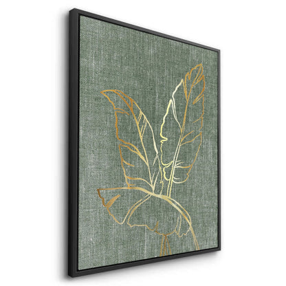Gold Outline Tropical Leaf - Canvas