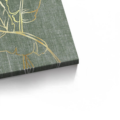 Gold Outline Tropical Leaf - Canvas