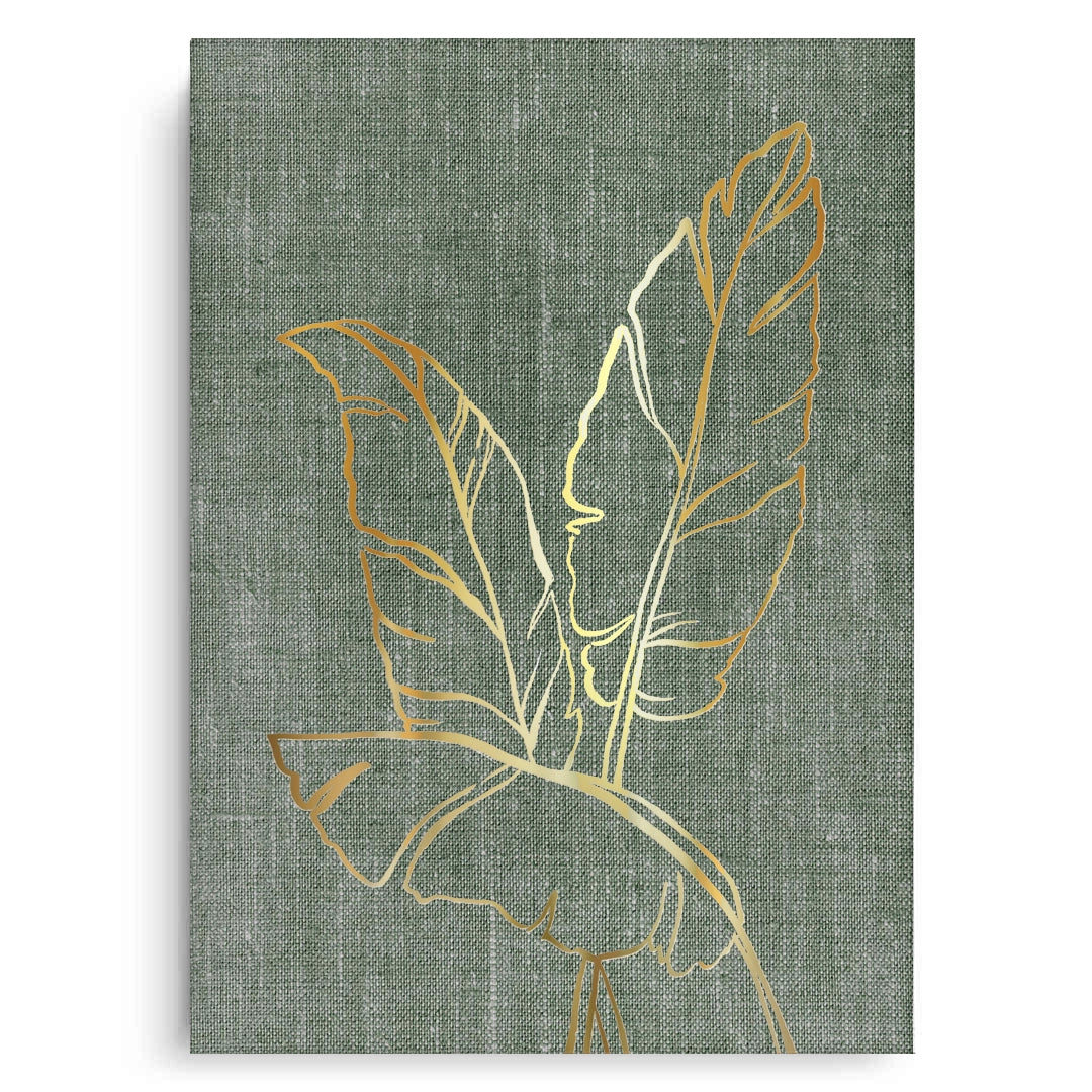 2Gold Outline Tropical Leaf - Canvas