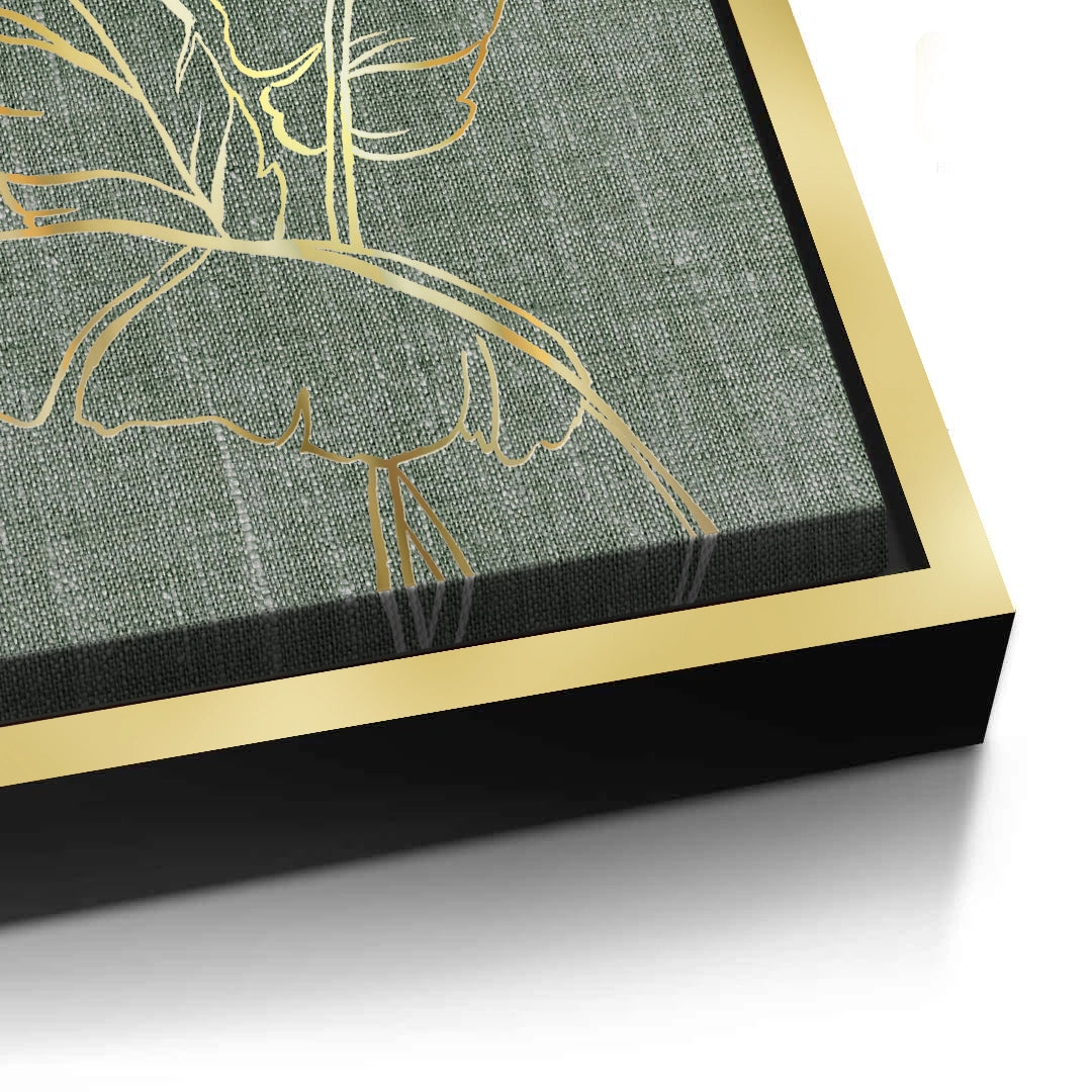 2Gold Outline Tropical Leaf - Canvas