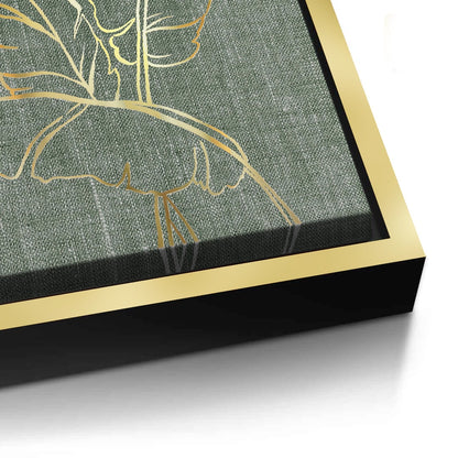 Gold Outline Tropical Leaf - Canvas
