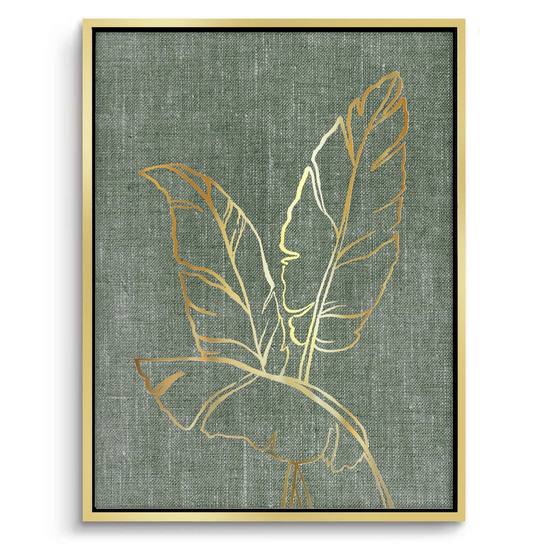 2Gold Outline Tropical Leaf - Canvas