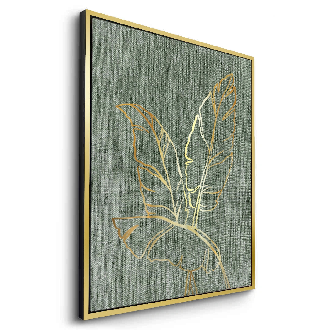 2Gold Outline Tropical Leaf - Canvas