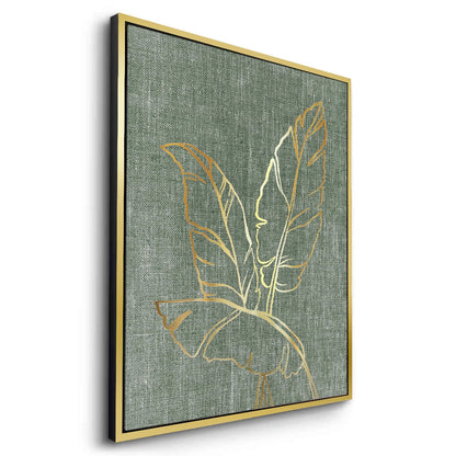 Gold Outline Tropical Leaf - Canvas