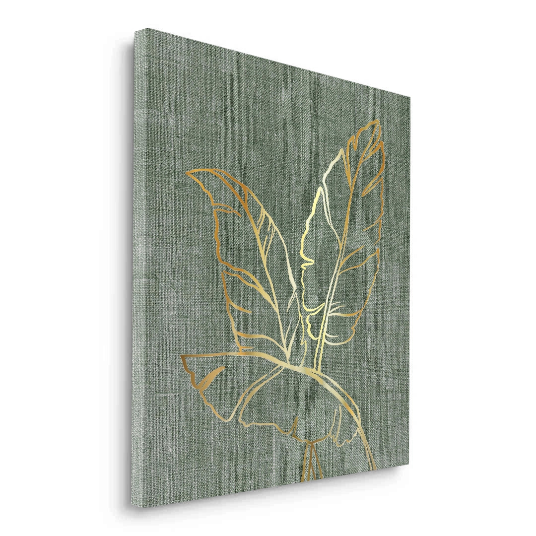 2Gold Outline Tropical Leaf - Canvas