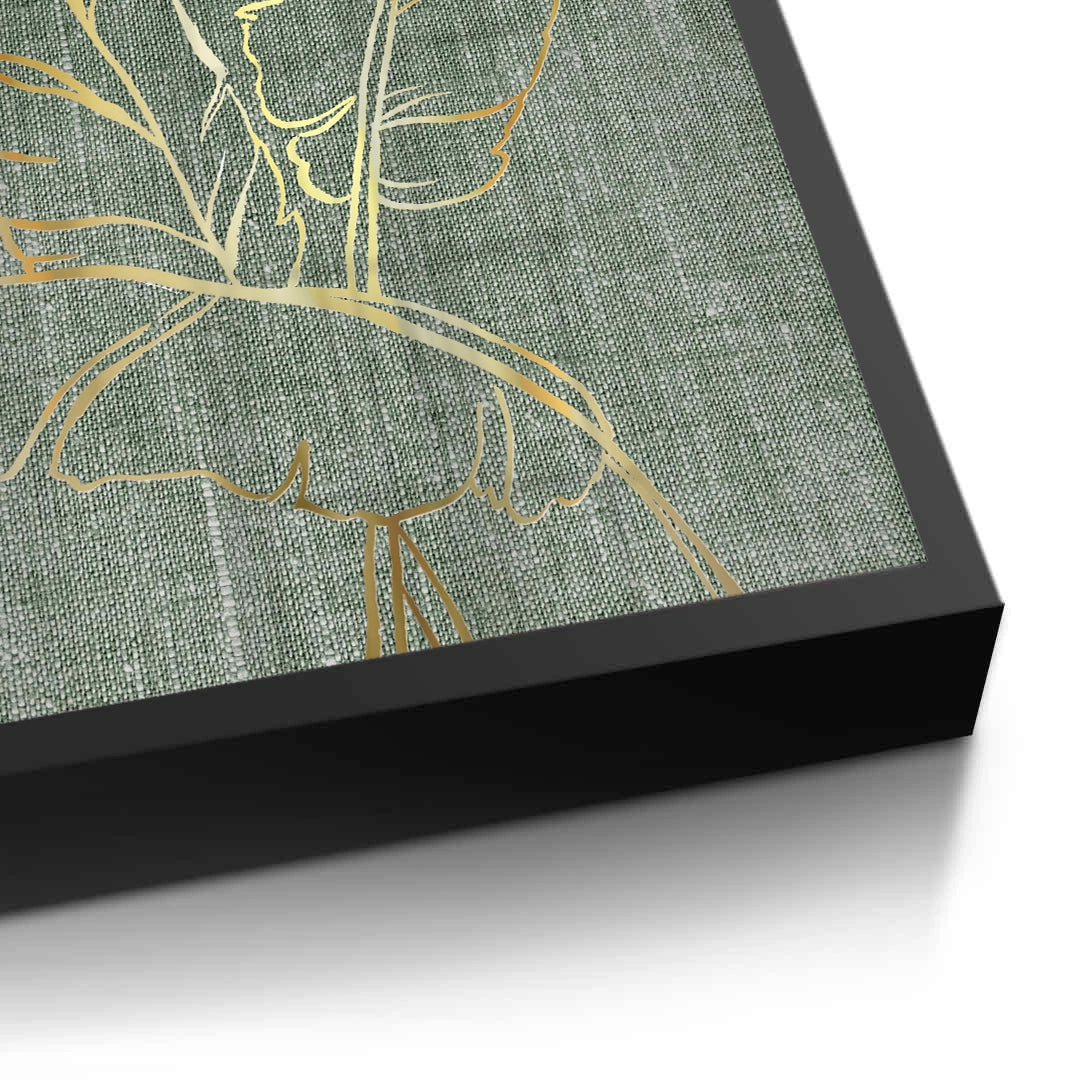 2Gold Outline Tropical Leaf - Fine Art