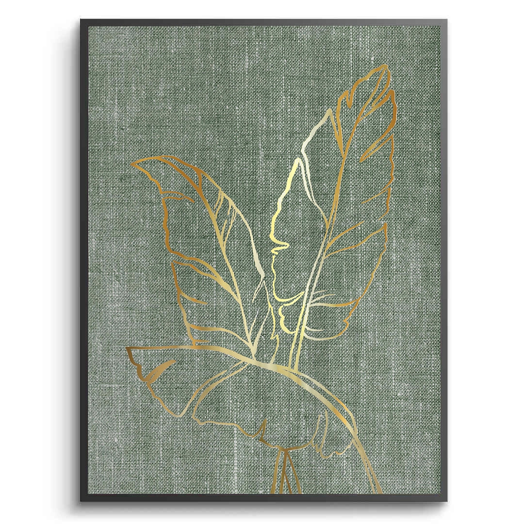 2Gold Outline Tropical Leaf - Fine Art