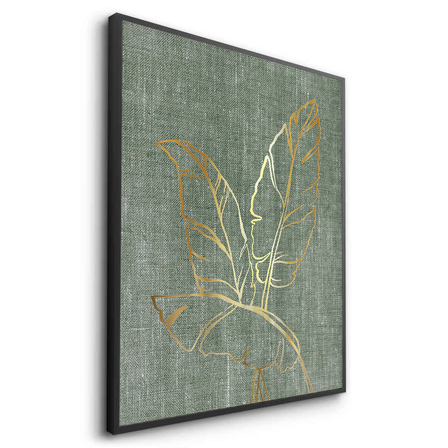 2Gold Outline Tropical Leaf - Fine Art