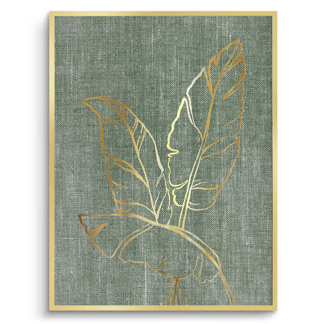 2Gold Outline Tropical Leaf - Fine Art