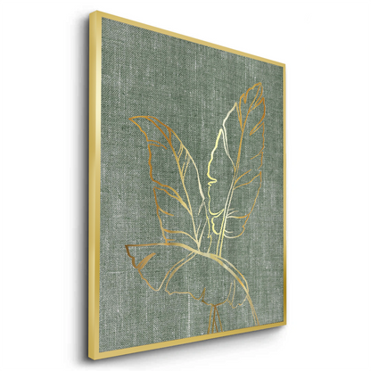 Gold Outline Tropical Leaf - Fine Art