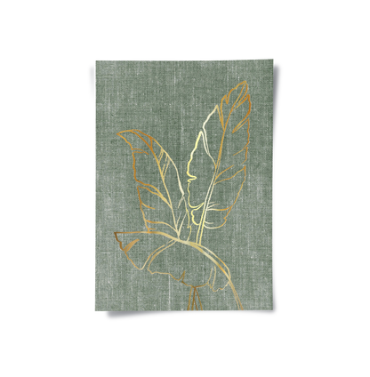 Gold Outline Tropical Leaf - Poster