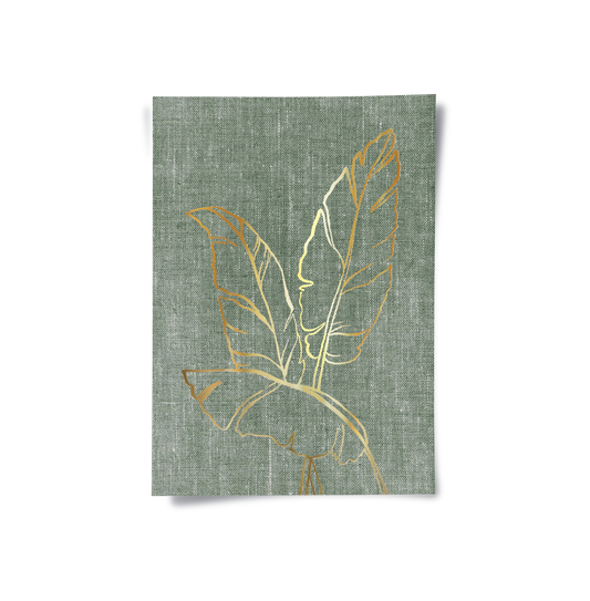 Gold Outline Tropical Leaf - Poster