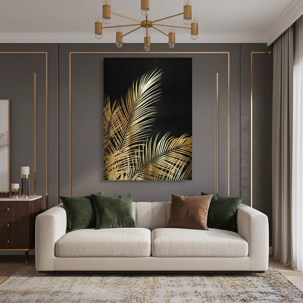 Gold Palm Leaf - Canvas - Jasmineart.ae