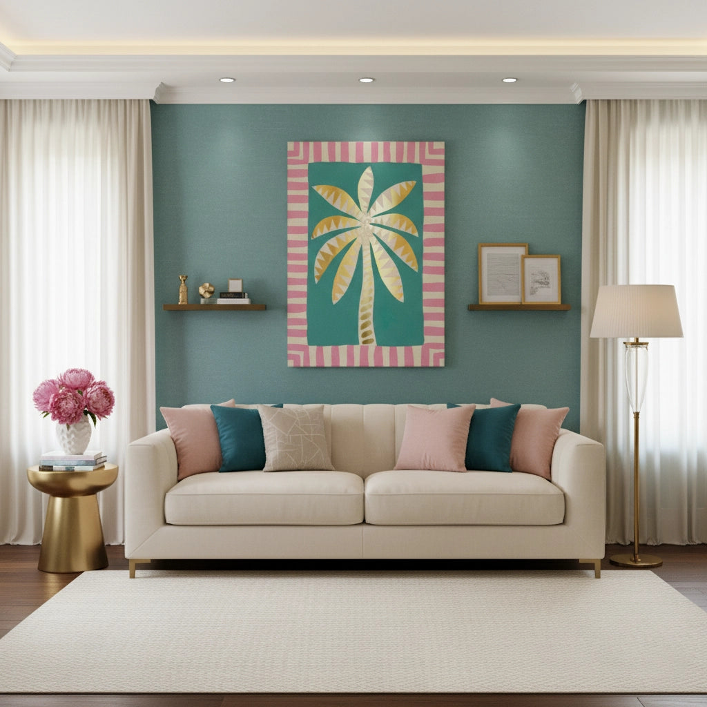 Gold Palm Tree - Canvas - Jasmineart.ae