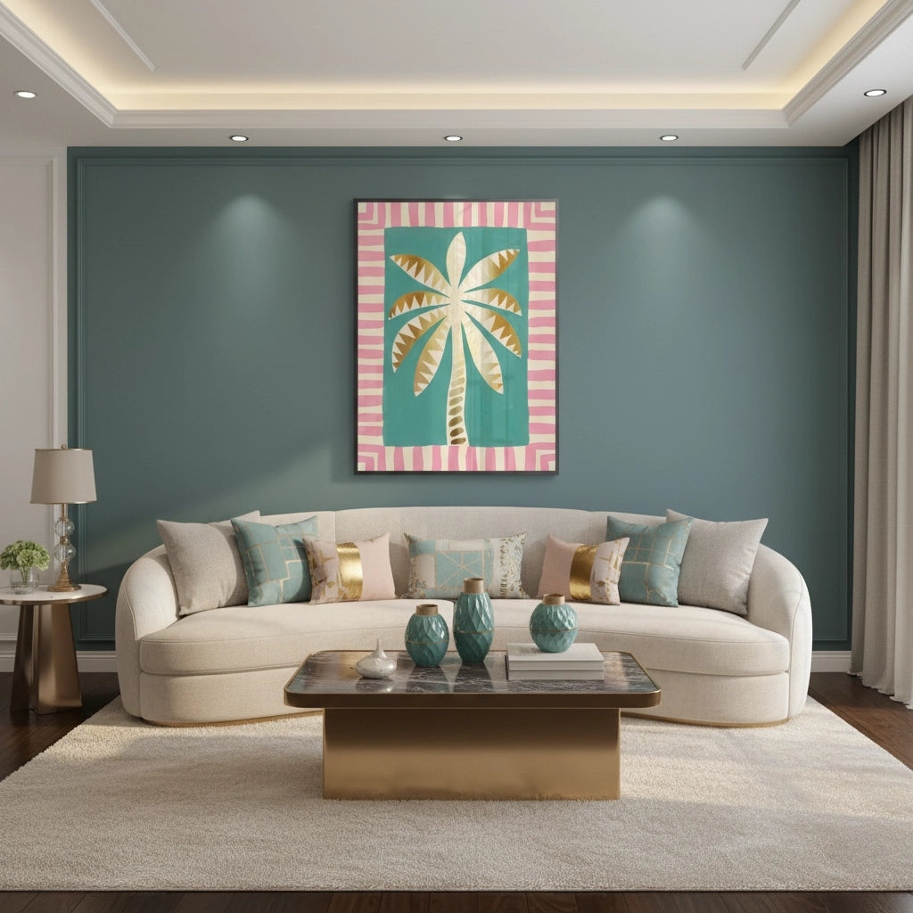 Gold Palm Tree - Fine Art - Jasmineart.ae