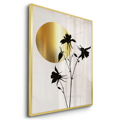 Gold Sun and Black Flower - Fine Art