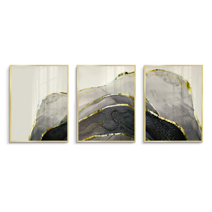 Golden Geode Set of 3 - Fine Art