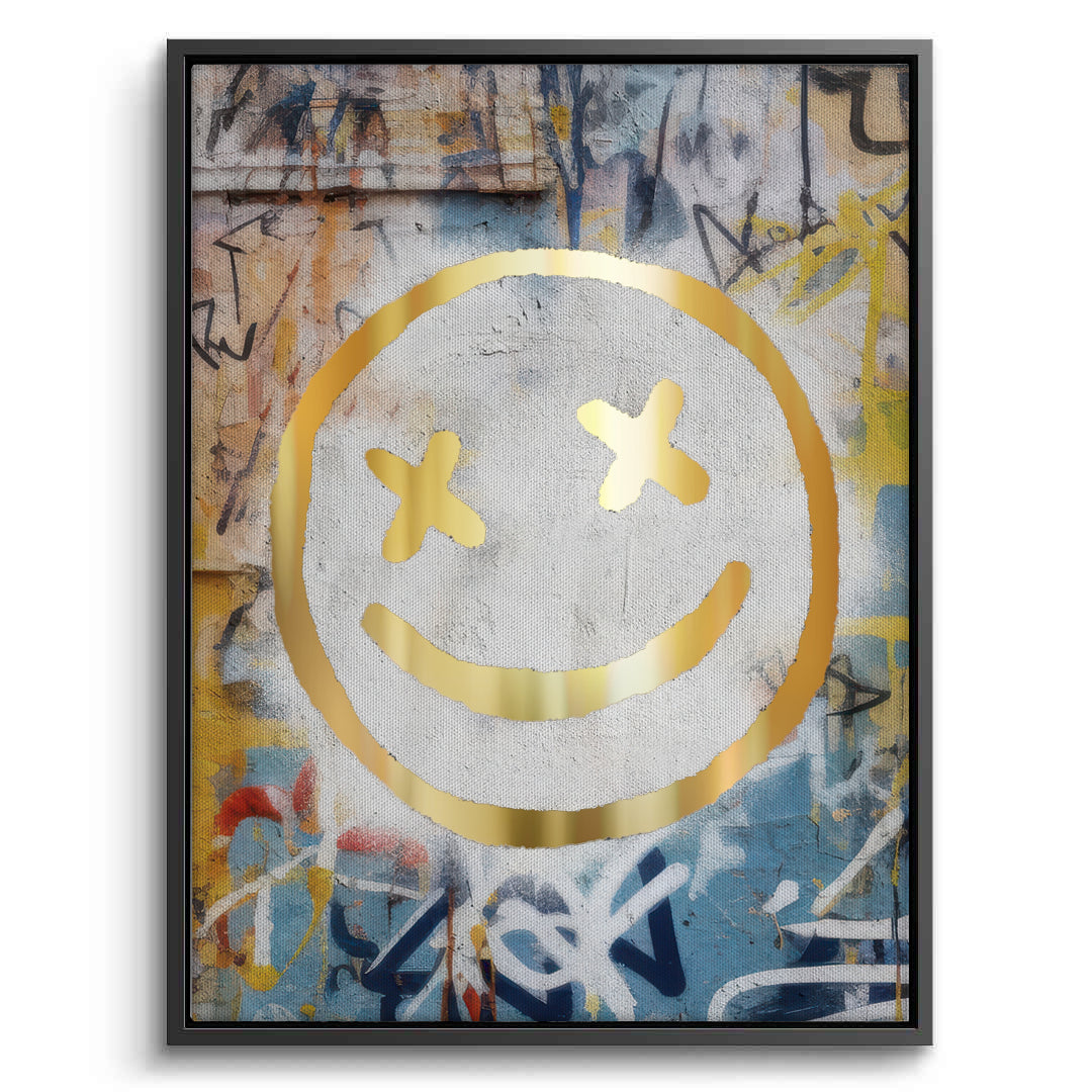 2Gold Smiley Face - Canvas