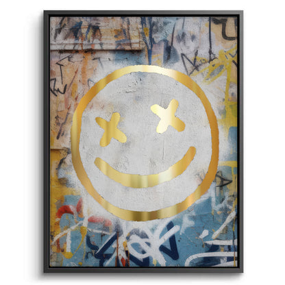 Gold Smiley Face - Canvas
