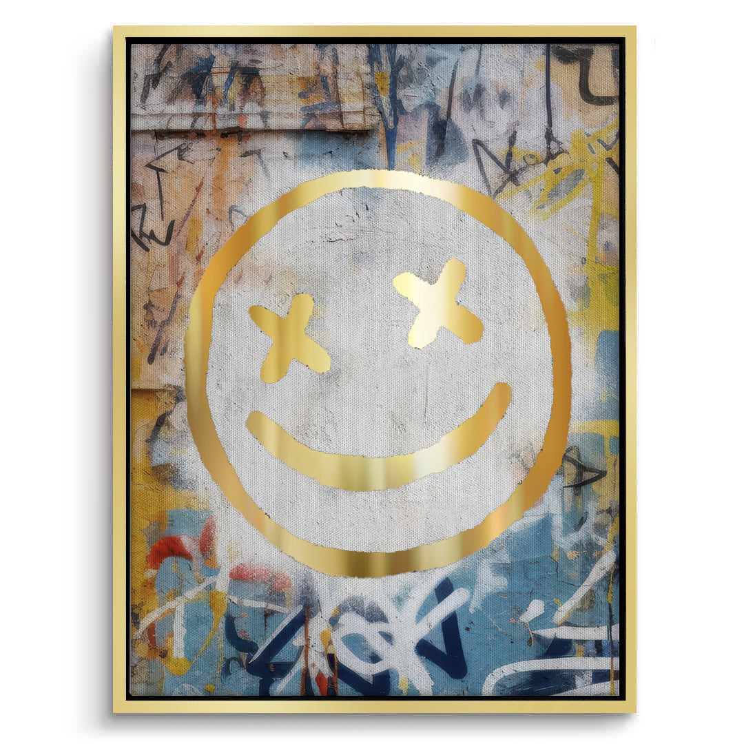 2Gold Smiley Face - Canvas