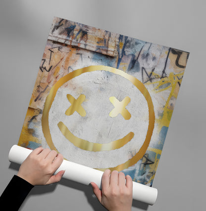 Gold Smiley Face - Poster