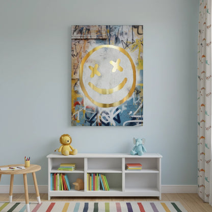 Gold Smiley Face - Canvas