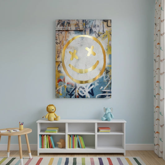 Gold Smiley Face - Canvas